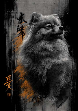 Ukiyo Minimalism Pomeranian Dog