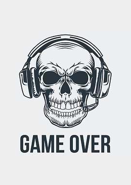 Game Over Skull with Headset