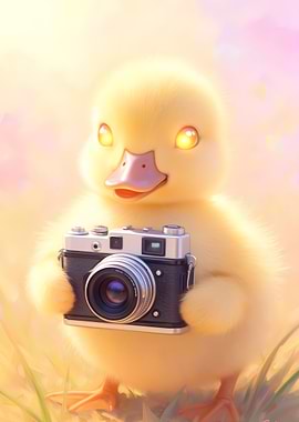 Duckling Photographer with Vintage Camera