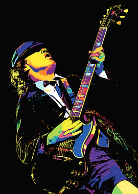 AC/DC Guitarist Colorful Pop Art