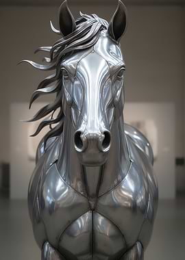 Metal Horse Sculpture Close-Up