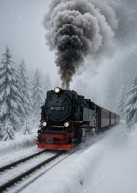 Steam Train in Winter Wonderland