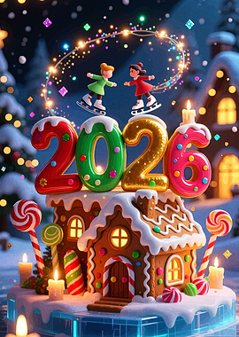 Festive 2026 Gingerbread House Scene