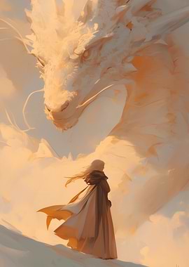 Woman and Dragon Fantasy Art