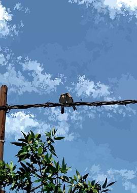 Birds on a Wire Illustration