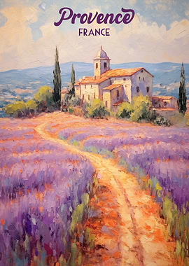 Provence, France: Lavender Field Painting