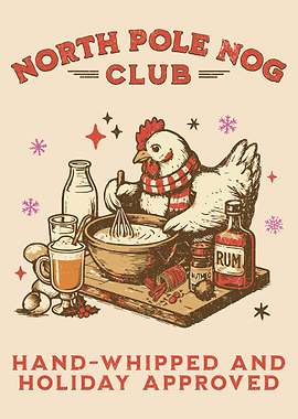 North Pole Nog Club Holiday Illustration