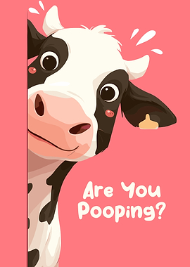 Cartoon Cow with Funny Question