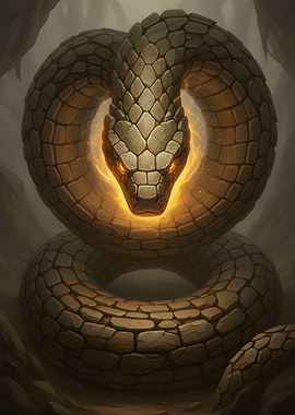 Stone Snake with Glowing Eyes