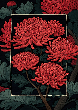 Red Chrysanthemum Floral Art