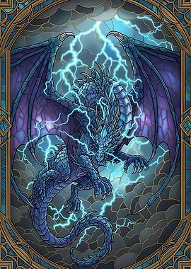 Blue Dragon with Lightning