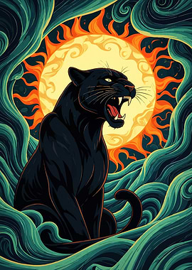 Roaring Black Panther