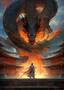 Dragon Confrontation in Japanese Setting