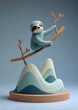 Cute Sloth on a Branch Sculpture