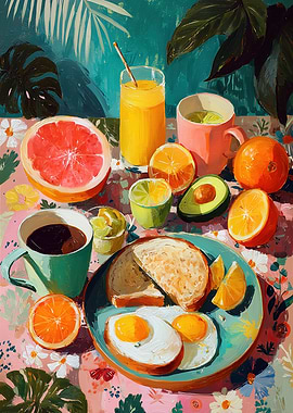 Vibrant Breakfast Still Life Painting