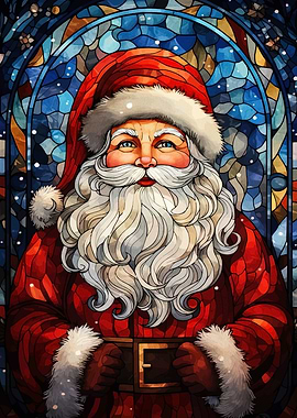 Stained Glass Santa Claus Portrait