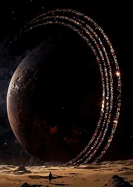 Planetary Ring World with Figure