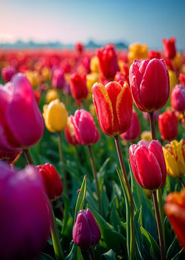 Colorful Spring Tulip Field