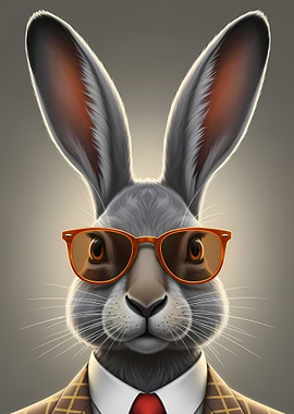 Rabbit in Suit and Glasses