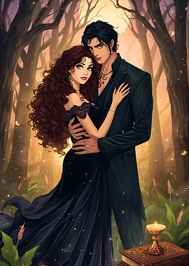 Romantic Couple in Enchanted Forest