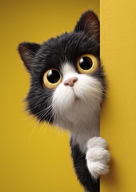 Cute Cat Peeking Around Corner