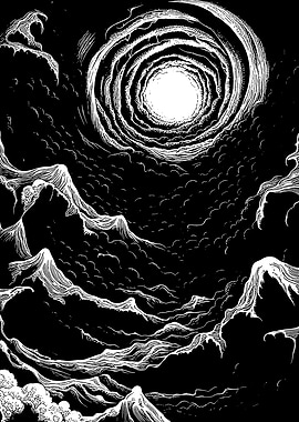 Monochrome Vortex Landscape