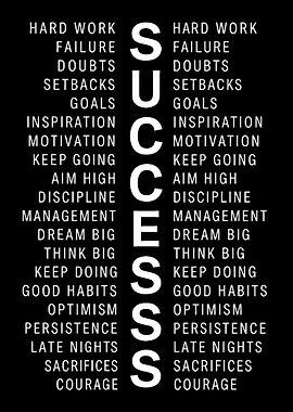 Success Typography on Black Background