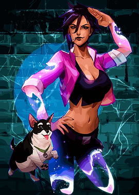 Cool Woman with Dog Digital Art