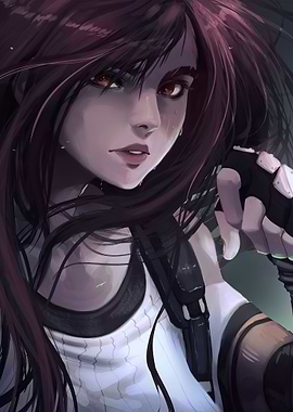 Anime Girl Portrait with Dark Hair