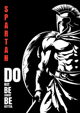 Spartan Warrior Black and White Poster