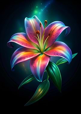 Colorful Lily Flower Digital Art