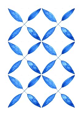 Blue Leaf Watercolor Pattern