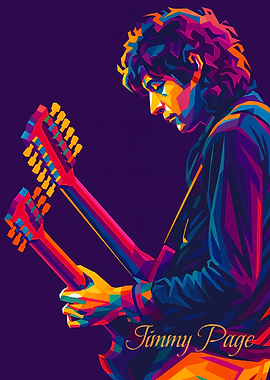 Jimmy Page Colorful Pop Art Portrait