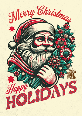 Merry Christmas Happy Holidays Santa Claus