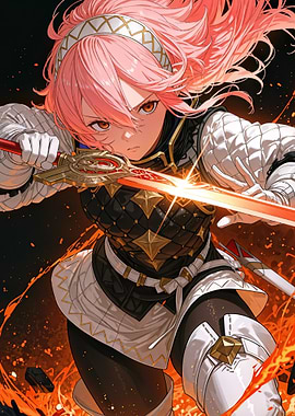 Anime Warrior Girl with Sword