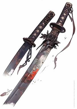 Ornate Katana and Sheath Illustration