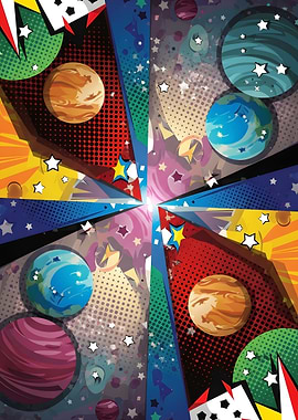 Colorful Comic Book Style Space Art