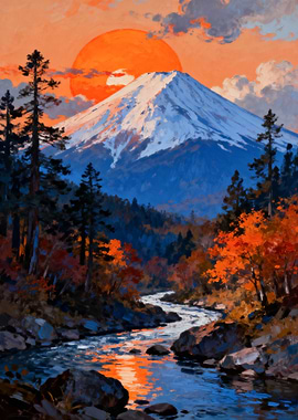 Mount Fuji Landscape Painting