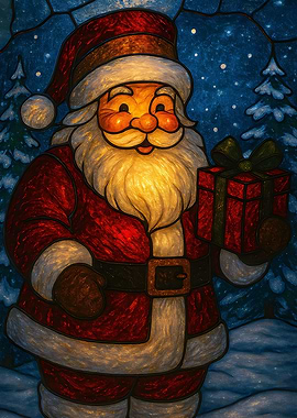 Stained Glass Santa Claus
