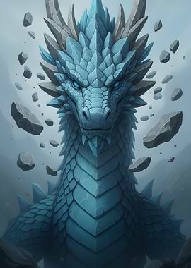 Blue Dragon with Floating Rocks