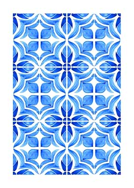 Blue and White Floral Tile Pattern