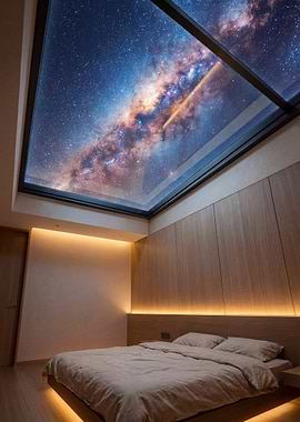 Bedroom with Milky Way Skylight
