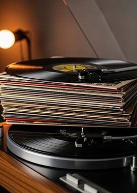 Vinyl Records on Turntable