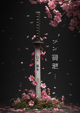 Katana and Cherry Blossoms