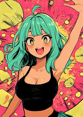 Anime Girl with Green Hair