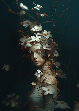 Floral Portrait with Surreal Eye