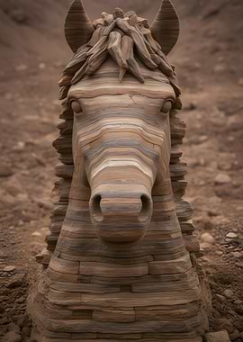 Wooden Horse Sculpture