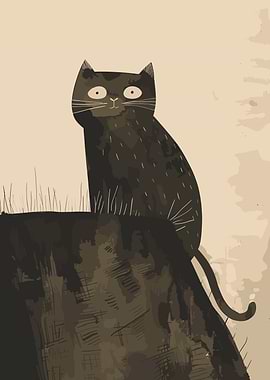 Stylized Black Cat Illustration
