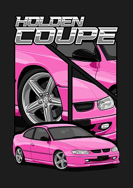 Pink Holden Coupe Car Illustration