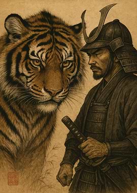 Samurai and Tiger Portrait